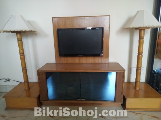 TV cabinet with LED tv & lamp